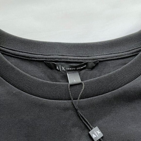 NWT ARMANI EXCHANGE WOMEN'S BLACK BLUE SMILEY GRAPHIC PRINT CREWNECK SWEATSHIRT - Picture 6 of 14